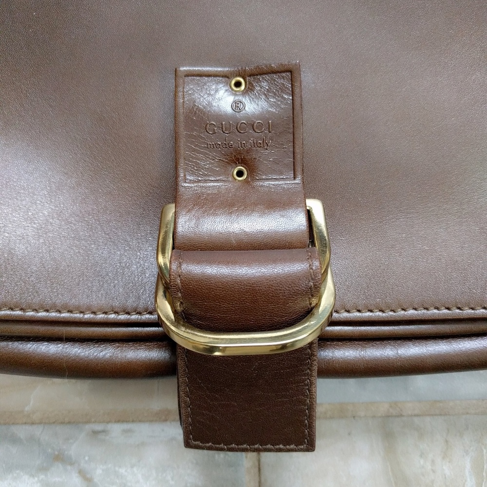 ⛔SOLD⛔Vintage Gucci Brown Leather Saddle Bag Purse - Picture 4 of 8